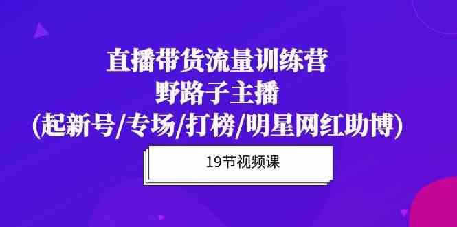 图片[1]-（10016期）直播带货流量特训营，野路子主播(起新号/专场/打榜/明星网红助博)19节课