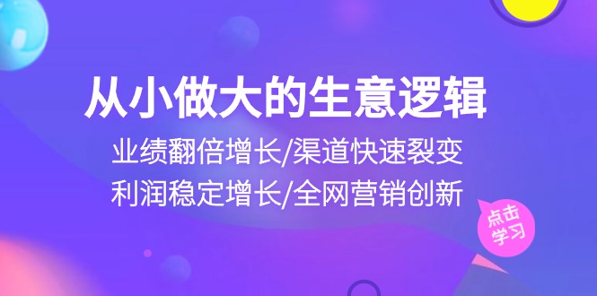 图片[1]-（10438期）从小做大生意逻辑：业绩翻倍增长/渠道快速裂变/利润稳定增长/全网营销创新