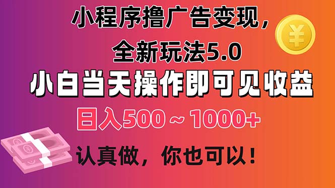 图片[1]-（11290期）小程序撸广告变现，全新玩法5.0，小白当天操作即可上手，日收益 500~1000+