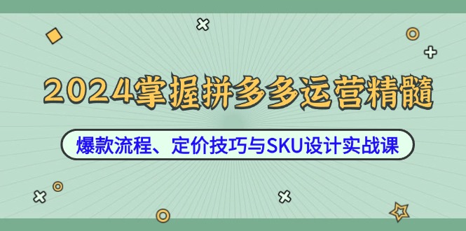 图片[1]-（12703期）2024掌握拼多多运营精髓：爆款流程、定价技巧与SKU设计实战课