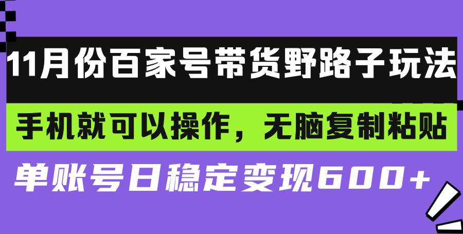 图片[1]-（13281期）百家号带货野路子玩法 手机就可以操作，无脑复制粘贴 单账号日稳定变现…