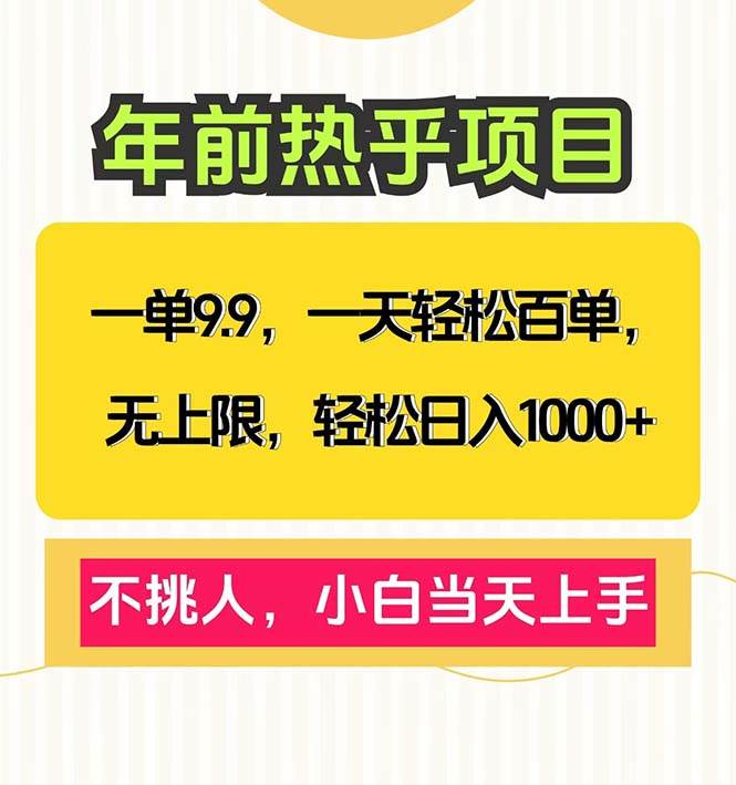 图片[1]-（13795期）一单9.9，一天百单无上限，不挑人，小白当天上手，轻松日入1000+