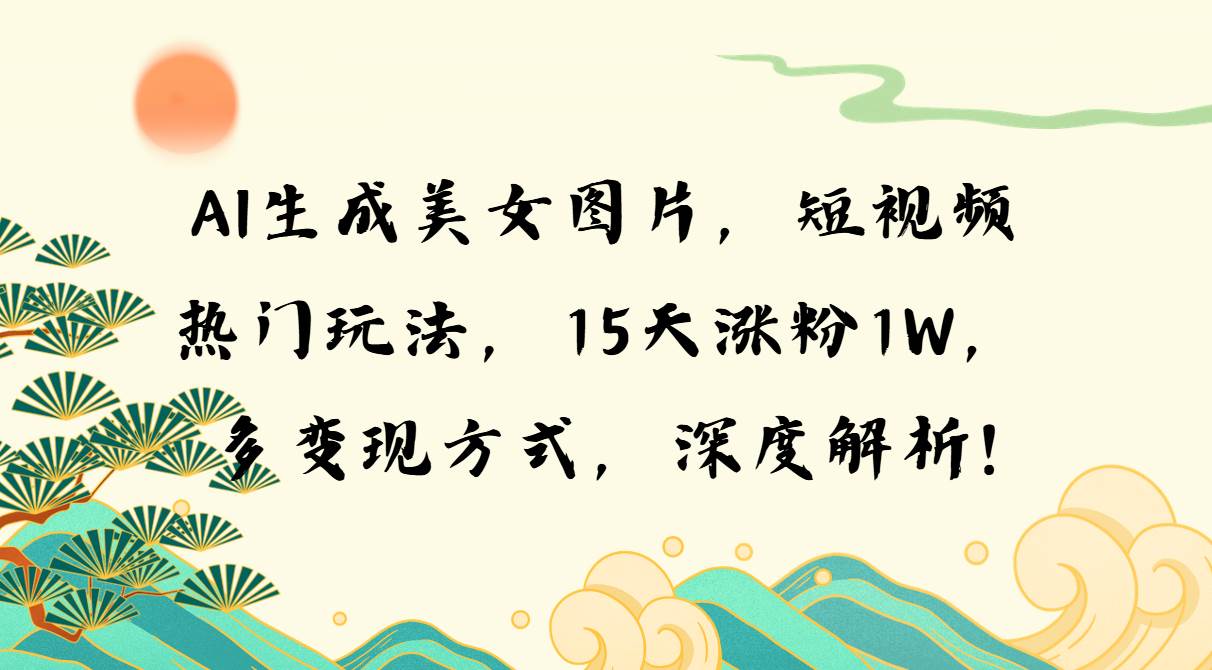 图片[1]-（13581期）AI生成美女图片，短视频热门玩法，15天涨粉1W，多变现方式，深度解析!