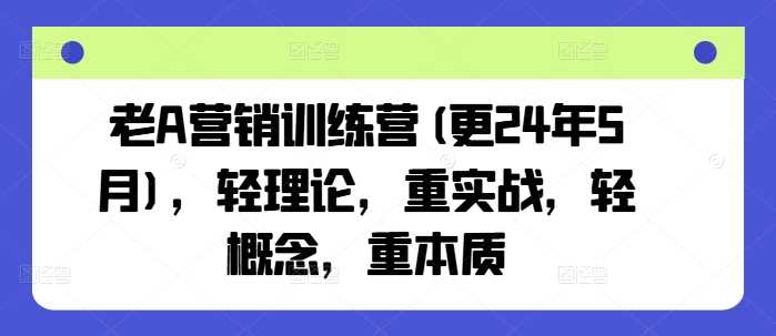 老A营销训练营(更25年3月)，轻理论，重实战，轻概念，重本质