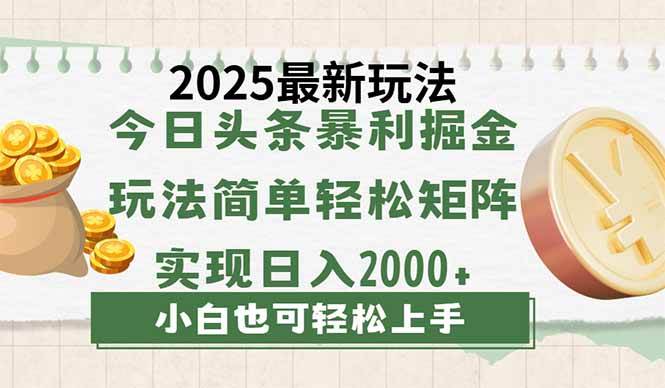 图片[1]-（14120期）今日头条2025最新玩法，思路简单，复制粘贴，轻松实现矩阵日入2000+