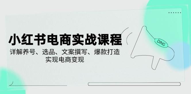 图片[1]-（14549期）小红书电商实战课程，详解养号、选品、文案撰写、爆款打造，实现电商变现