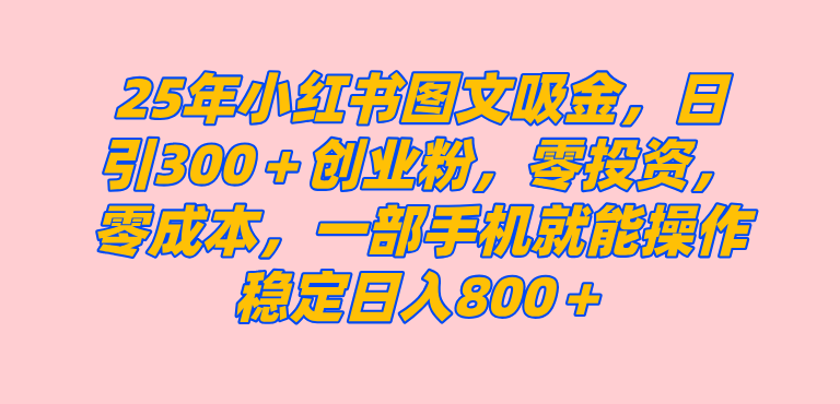 图片[1]-（14437期）25年小红书创业粉图文自热打法，一部手机简单操作， 日引300＋创业粉，零投资，零成本，每天利用20分钟就能完成